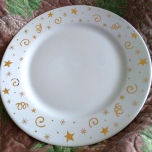 Pampered Chef  Party Gold Stars Swirls and Dots Salad plate